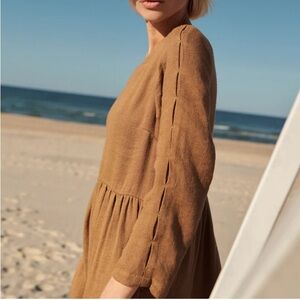SAUTHS Gigi brown linen blend dress, size S